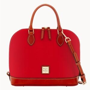 NWT Dooney & Bourke Red Pebble Grain Zip Zip Satchel